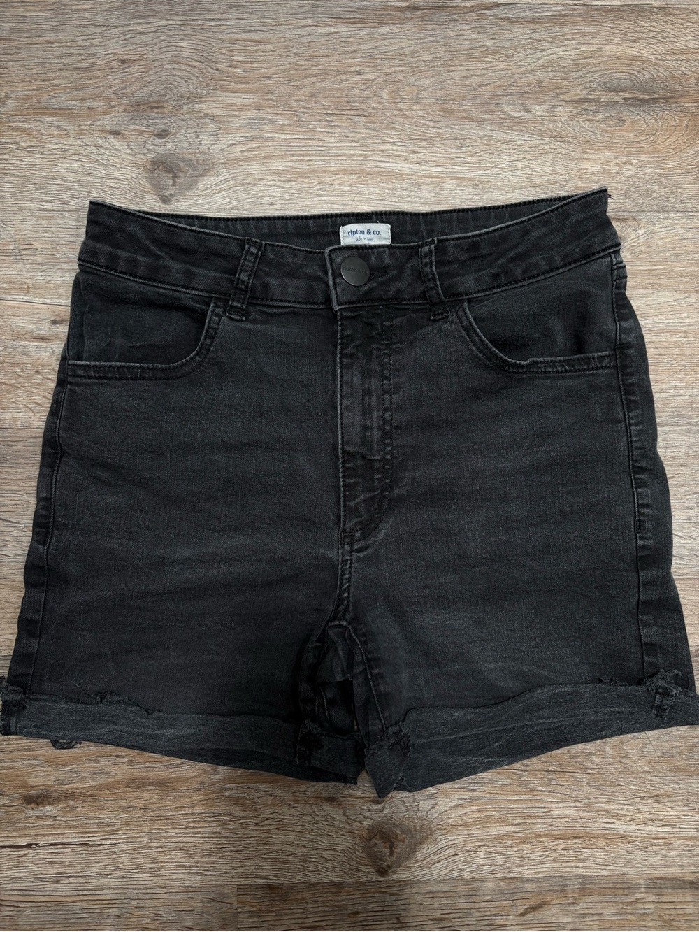 Ripton High-Rise Black Denim Shorts